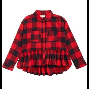 Tucker + Tate  Flannel Peplum Top NWT!